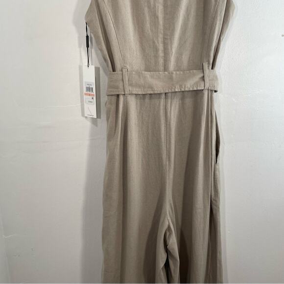 NWT Calvin Klein Khaki Linen Blend Wide Leg Button Front Sleeveless Jumpsuit 2 - Picture 15 of 15